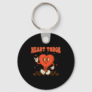 Retro Groovy Heart Throb Valentines Day Toddlers B Key Ring