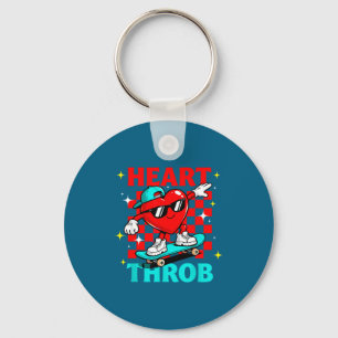 Retro Groovy Heart Throb Valentines Day Toddlers B Key Ring