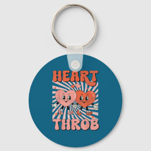 Retro Groovy Heart Throb Valentines Day Toddlers B Key Ring