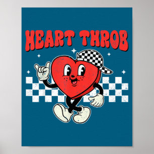 Retro Groovy Heart Throb Valentines Day Toddlers B Poster