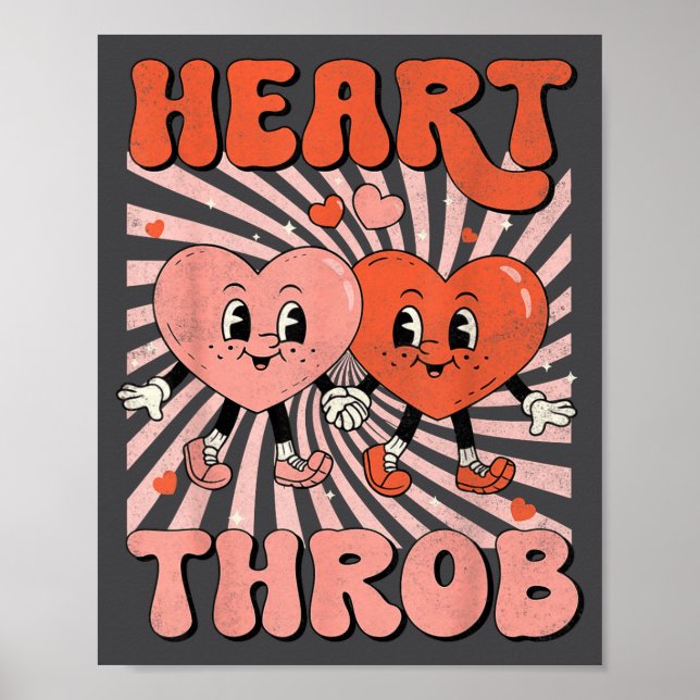 Retro Groovy Heart Throb Valentines Day Toddlers B Poster (Front)