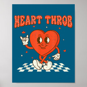 Retro Groovy Heart Throb Valentines Day Toddlers B Poster