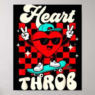 Retro Groovy Heart Throb Valentines Day Toddlers B Poster