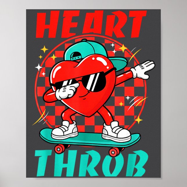 Retro Groovy Heart Throb Valentines Day Toddlers B Poster (Front)