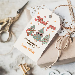Retro Groovy Hippie Christmas Tree Birthday Favour Gift Tags
