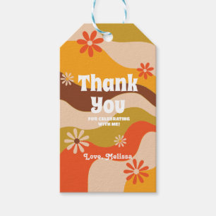 Retro Groovy Hippie Flower Sweet 16 Thank You Gift Tags