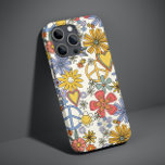 Retro Groovy Hippie Flowers Hearts<br><div class="desc">Retro Groovy Hippie Flowers Hearts iPhone Smart Phone Case features a groovy retro pattern of flowers,  romantic love hearts and peace signs. Perfect as a gift for Christmas,  birthday,  Mother's Day,  best friends and more. Designed by © Evco Studio www.zazzle.com/store/evcostudio</div>