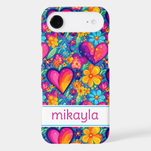 Retro Groovy Hippie Flowers Hearts Personalized