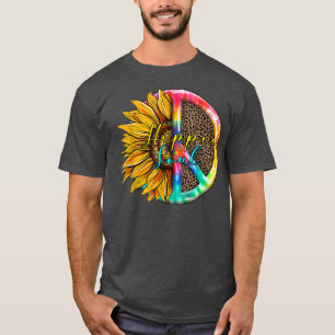 Retro Groovy Hippie Sould Peace Sign Sunflower T-Shirt