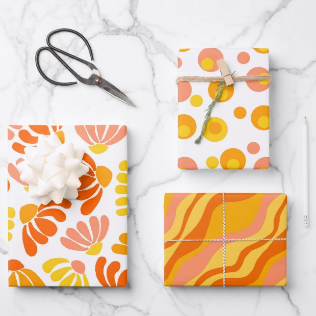 Retro Groovy Hippie Wrapping Paper Sheets (Front)