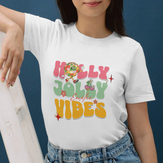 Retro Groovy Holly Jolly Vibes Pink Christmas Name Sweatshirt