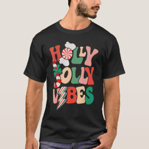 Retro Groovy Holly Xmas Jolly Vibes Christmas For T-Shirt