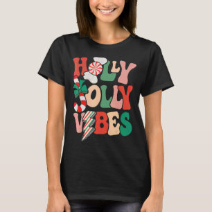 Retro Groovy Holly Xmas Jolly Vibes Christmas For  T-Shirt