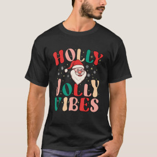 Retro Groovy Holly Xmas Jolly Vibes Christmas For T-Shirt