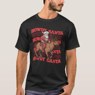 Retro Groovy Howdy Santa Country Cowboy western Ch T-Shirt