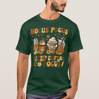 Retro Groovy I Need Coffee Horrors Hippie Hallowee T-Shirt