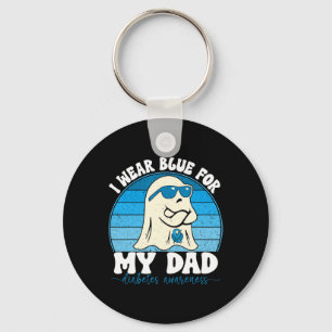 Retro Groovy I Wear Blue For My Dad Diabetes T1d A Key Ring