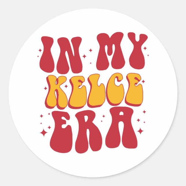 Retro Groovy In My Kelce Era  Classic Round Sticker (Front)