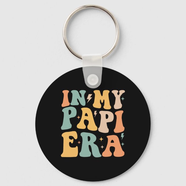 Retro Groovy In My Papi Era Father&# s Day  Key Ring (Front)