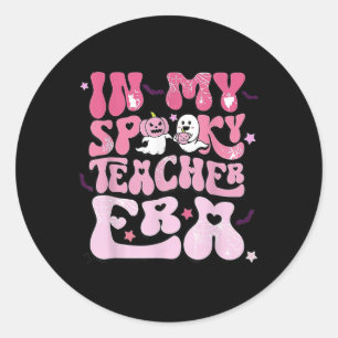 Retro Groovy In My Spooky Teacher Era Fun Hallowee Classic Round Sticker