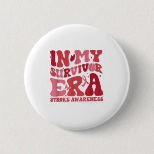 Retro Groovy In My Survivor Era Red Ribbon Stroke 6 Cm Round Badge