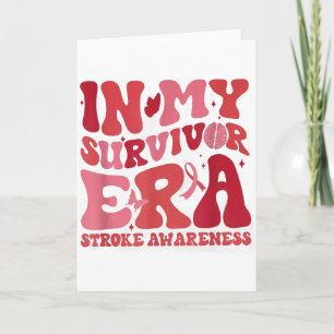 Retro Groovy In My Survivor Era Red Ribbon Stroke Card