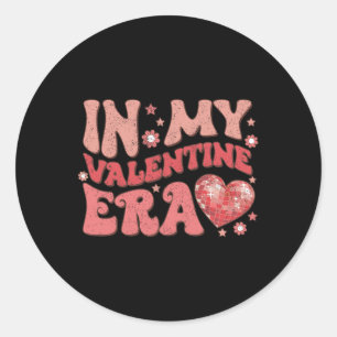 Retro Groovy In My Valentine Era Valentine Day Wom Classic Round Sticker