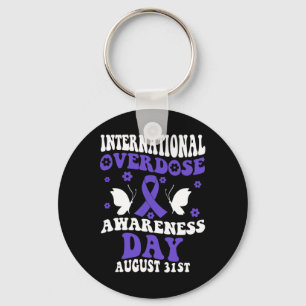 Retro Groovy International Overdose Awareness Day Key Ring