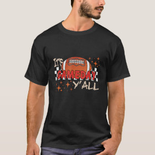 Retro Groovy It's Game Day Y'all Family Mother Foo T-Shirt