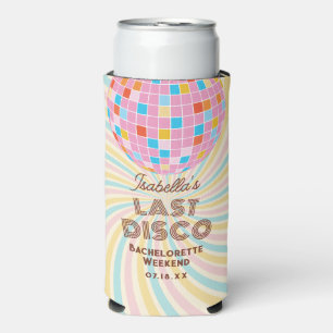 Retro Groovy Last Disco Bachelorette Party Seltzer Can Cooler