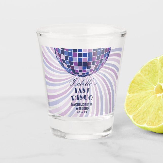 Retro Groovy Last Disco Bachelorette Weekend Favou Shot Glass (Front)