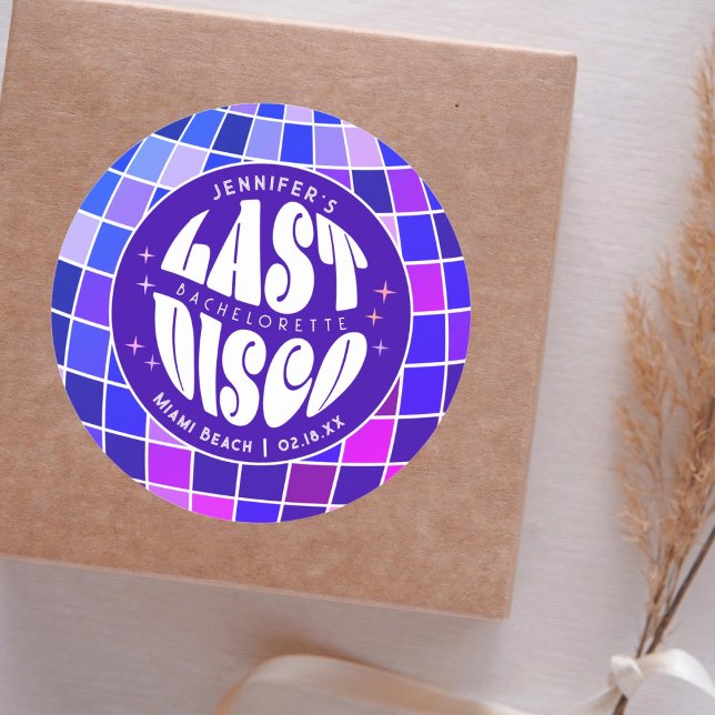 Retro Groovy Last Disco Bachelorette Weekend Party Classic Round Sticker (Creator Uploaded)