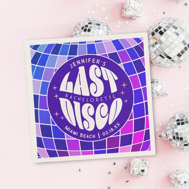 Retro Groovy Last Disco Bachelorette Weekend Party Napkin (Creator Uploaded)