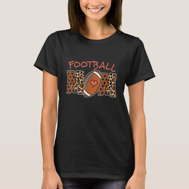 Retro Groovy Leopard Family Match Football Mama Mo T-Shirt (Front)