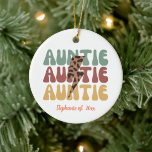 Retro groovy  leopard print  auntie  ceramic tree decoration