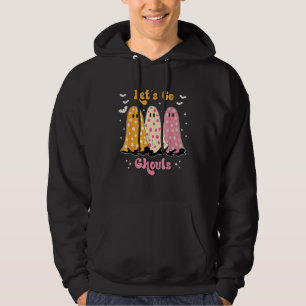 Retro Groovy Let's Go Ghouls Boo Ghost Hippie Hall Hoodie