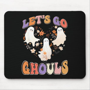 Retro Groovy Let's Go Ghouls Fun Halloween Couples Mouse Pad