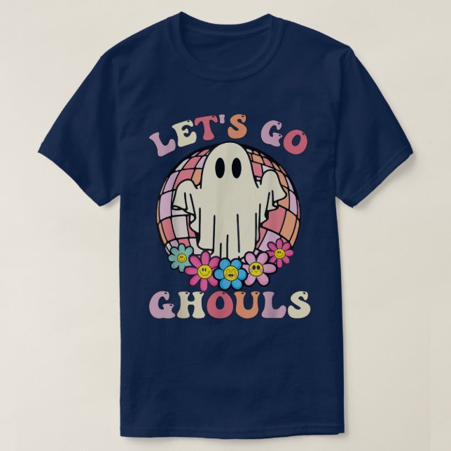 Retro Groovy Let's Go Ghouls Halloween Ghost Costu T-Shirt (Design Front)