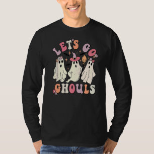 Retro Groovy Let's Go Ghouls Halloween Ghost Outfi T-Shirt