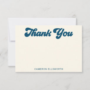 Retro Groovy Lettering in Blue Personalised Thank You Card
