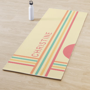 Retro Groovy Line Art Yoga Mat