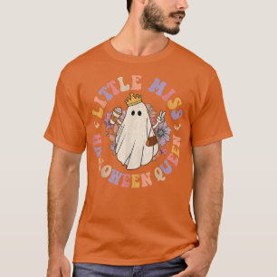 Retro Groovy Little Miss Halloween Queen Hippie Fl T-Shirt