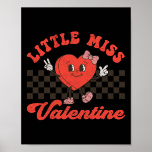 Retro Groovy Little Miss Valentine For Girls Kids  Poster