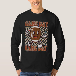 Retro Groovy Love Football Game Day Family Matchin T-Shirt