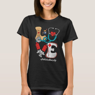 Retro Groovy LOVE Stethoscope Public Health Nurse T-Shirt