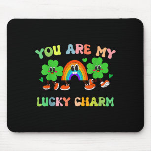 Retro Groovy Lucky Charm St Patricks Day Kids Mouse Pad
