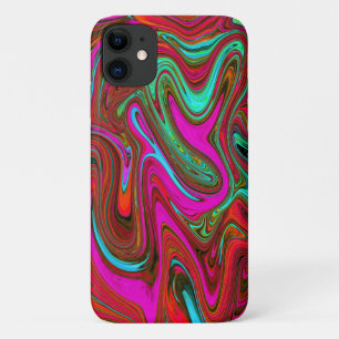 Retro Groovy Magenta, Red and Blue Abstract Art Case-Mate iPhone Case