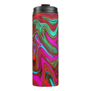 Retro Groovy Magenta, Red and Blue Abstract Art Thermal Tumbler