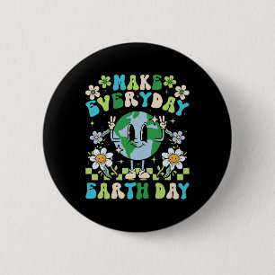 Retro Groovy Make Everyday Earth Day Clroom Teache 6 Cm Round Badge