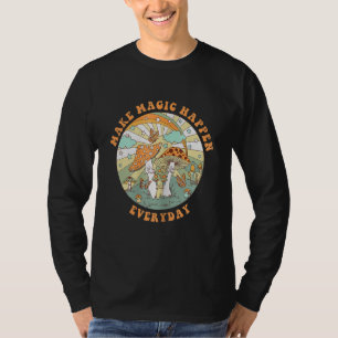 Retro Groovy Make Magic Happen Mushroom Hippie Bot T-Shirt